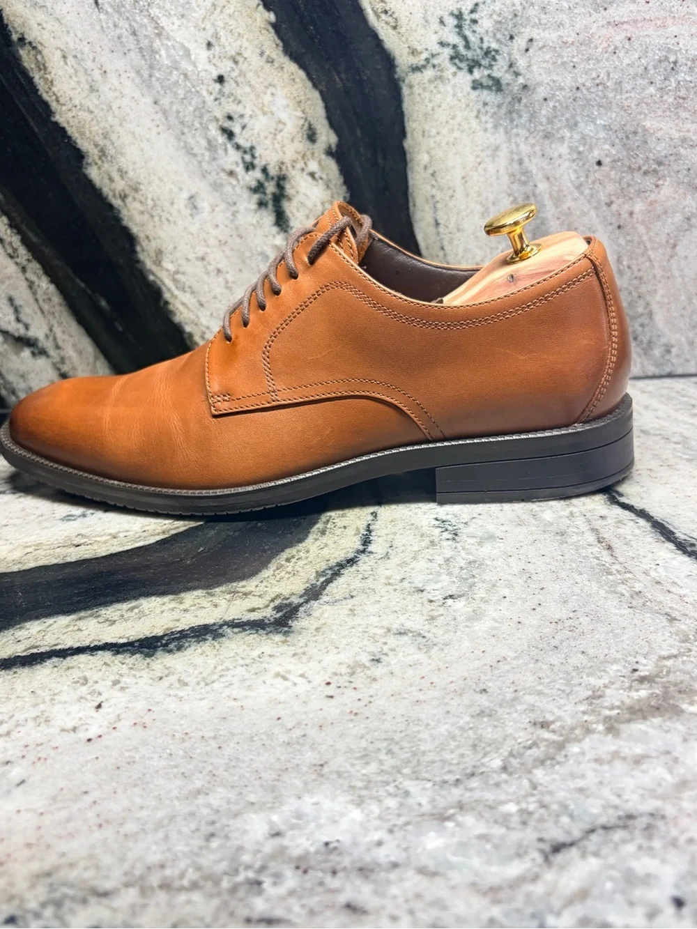 Cole Haan Men’s 9M Cognac Brown Leather Derby Oxford Dress Shoes